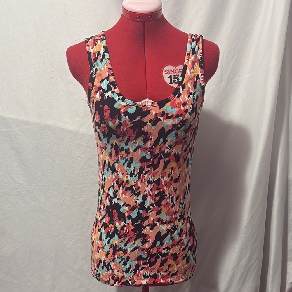 MM315 Ardene Pink Blue Fitted V-Neck Tank Top